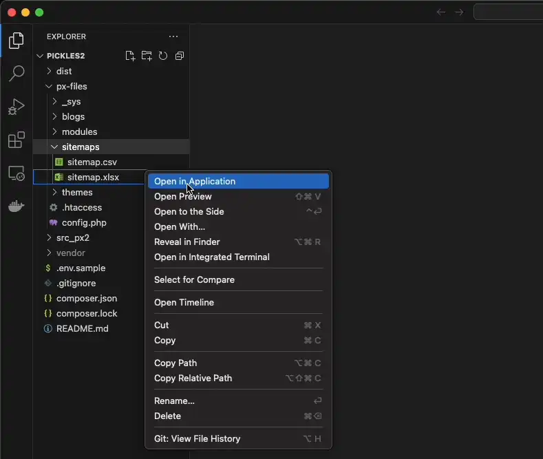 サイトマップExcelが格納されているディレクトリを示す図